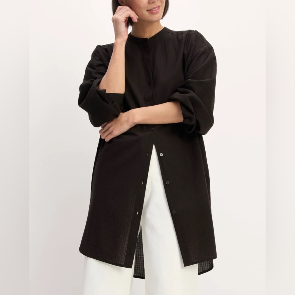 Everlane The Gauze Oversized Shirt Black Lightweight Button Down | S/M